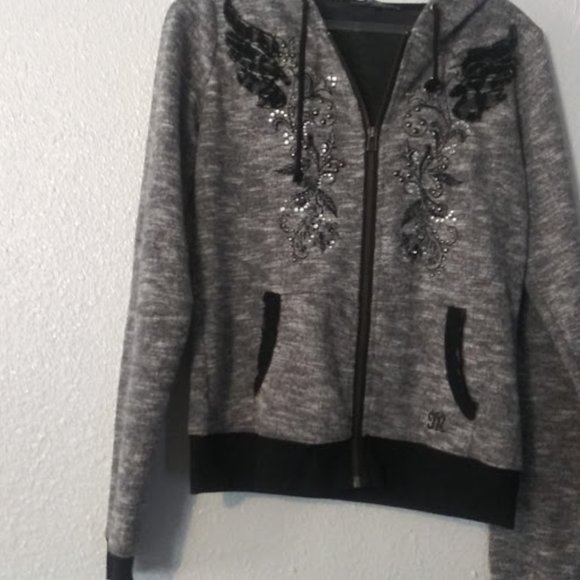 Miss Me Tops - Miss Me women's size small black and gray color way embellished sweater
